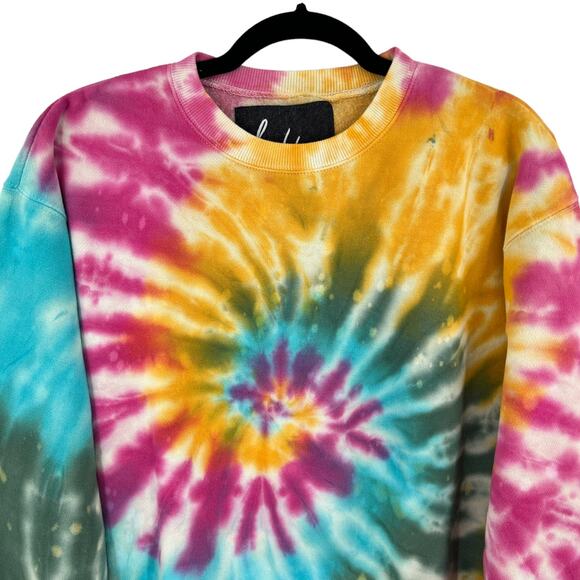 La Detresse Revolve Womens Tropical Pullover Tie Dye Fleece Sweatshirt Medium M - Picture 3 of 11